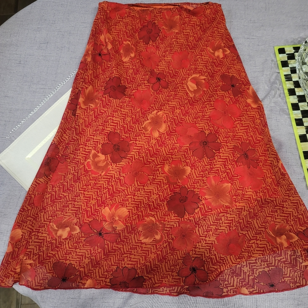 ⬇️ Boho orange /red casual skirt